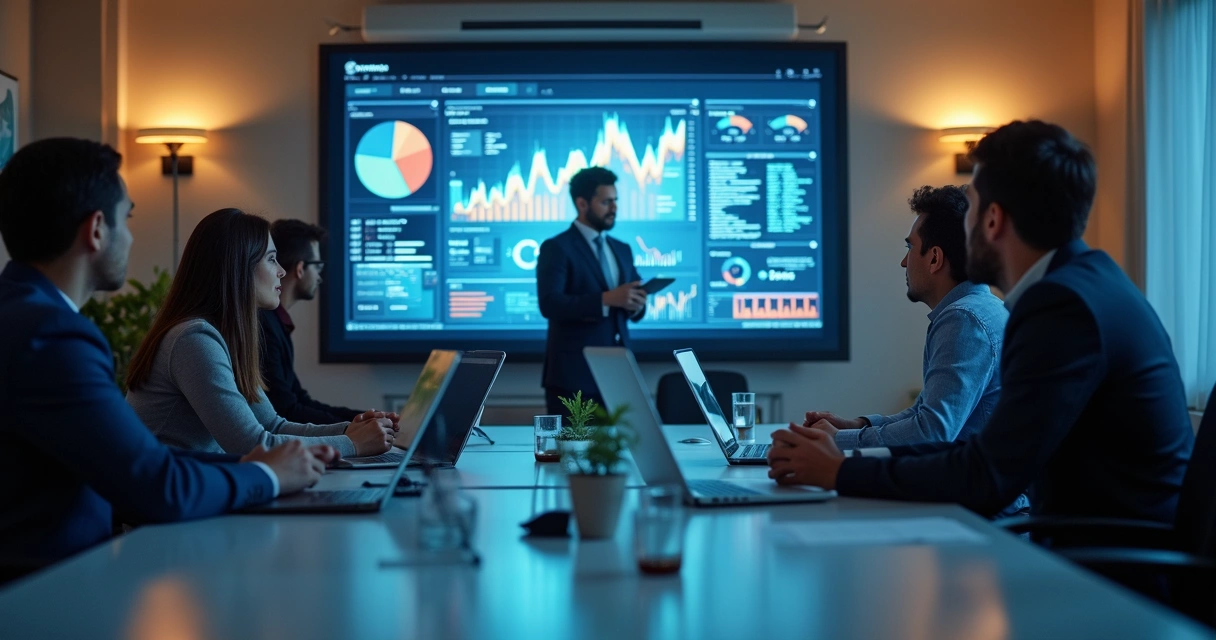 Equipe de TI analisando dados em ambiente corporativo 