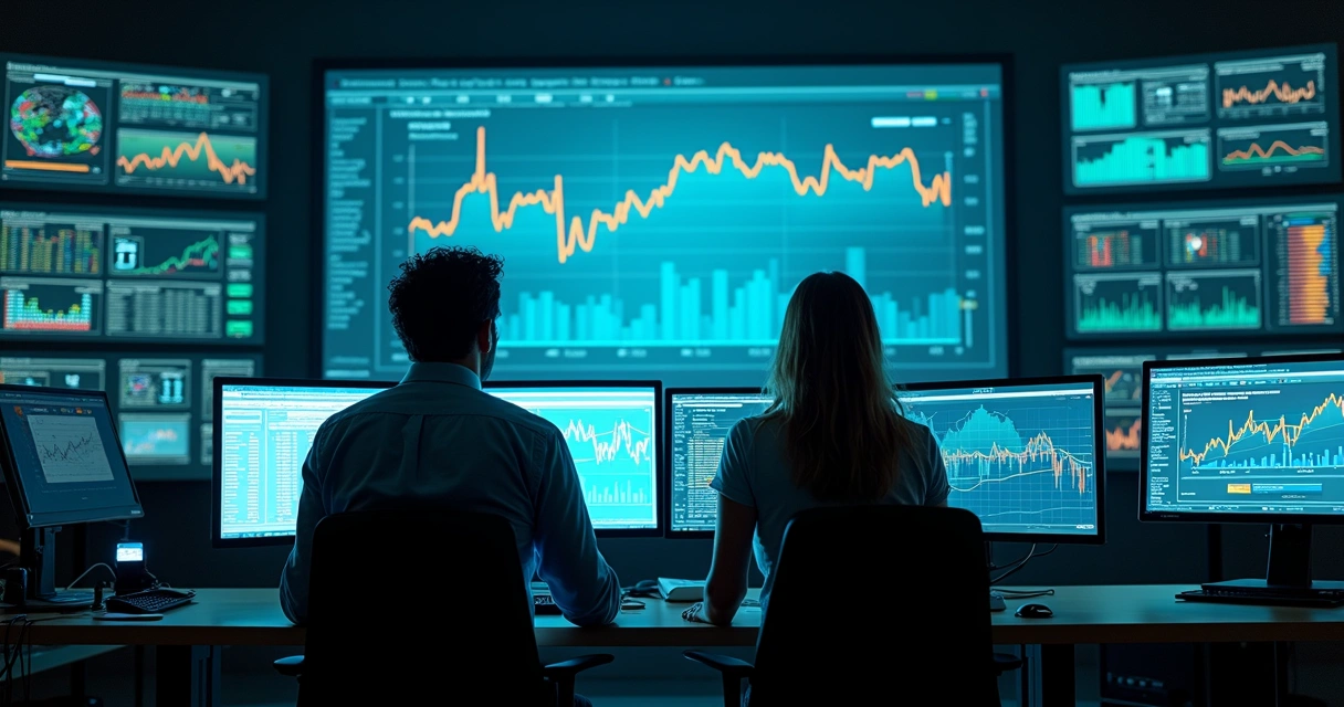 Equipe de TI monitorando painel de backup em nuvem 