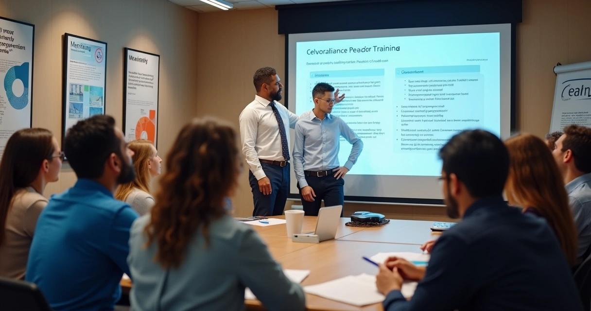 Treinamento em ética corporativa reunindo equipe. 