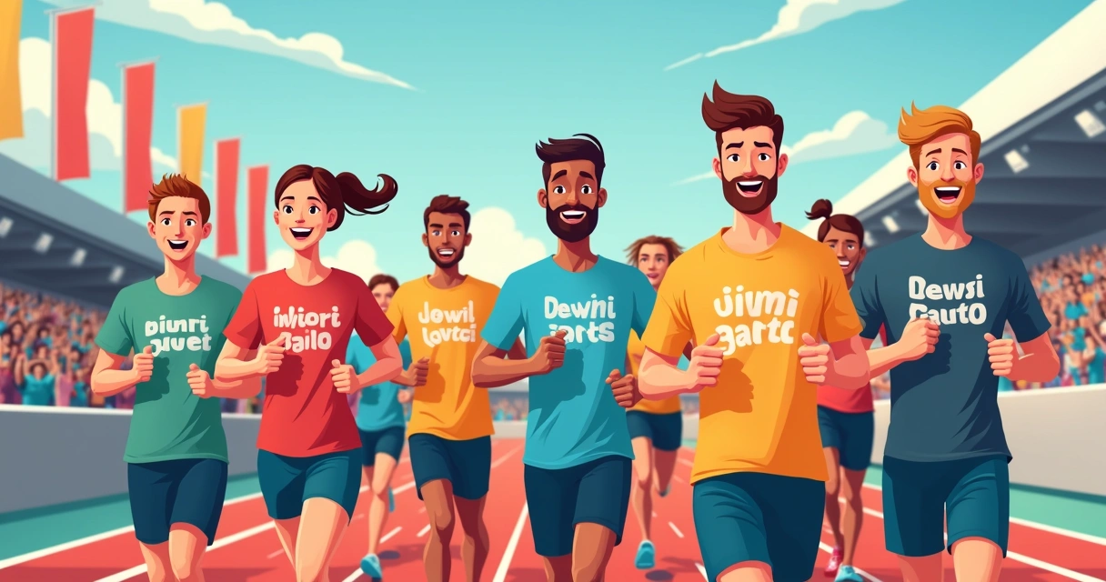 Grupo vestindo camisetas personalizadas em evento esportivo 