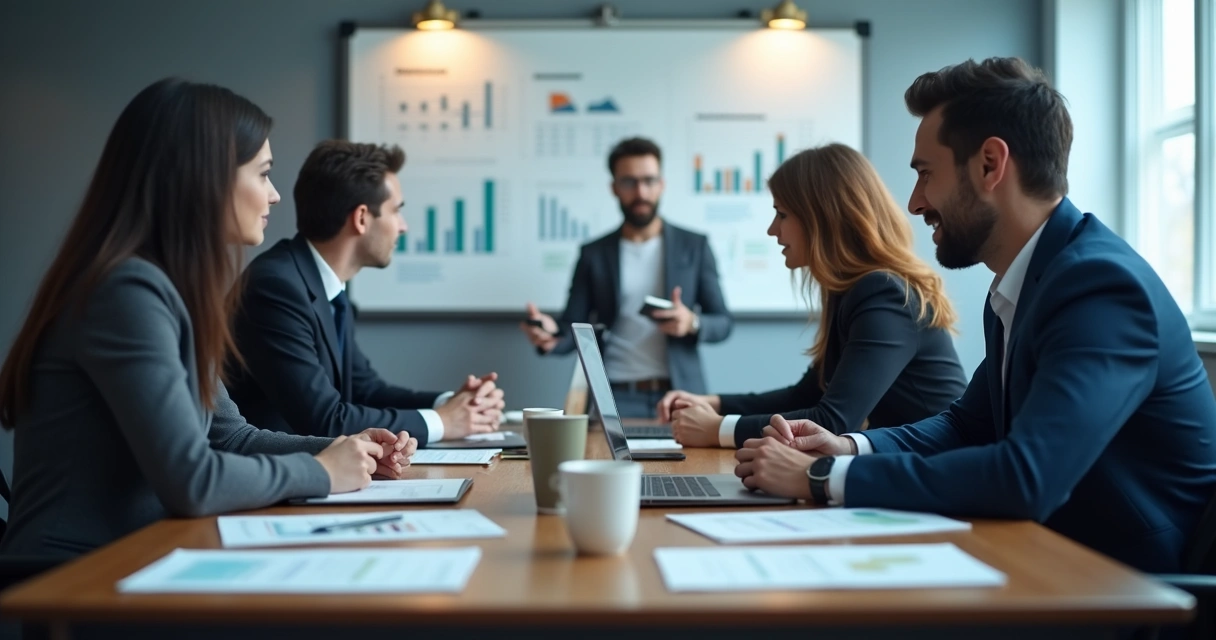 Equipe de vendas desmotivada em reunião no escritório 