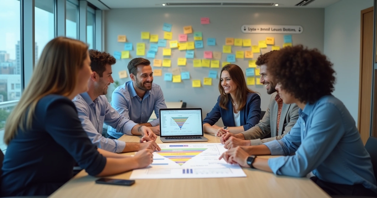 Equipe de vendas e marketing alinhada 