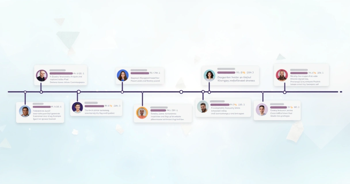Linha do tempo mostrando interações de contato em diferentes canais 