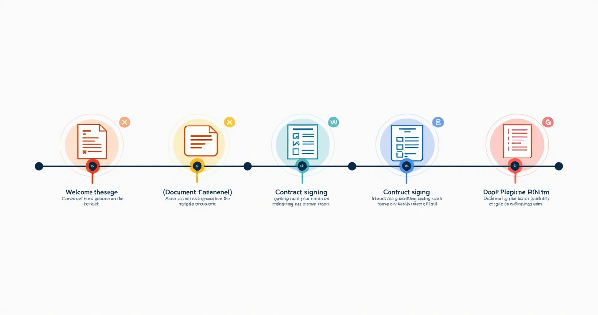Linha do tempo do onboarding mostrando etapas integradas ao WhatsApp 