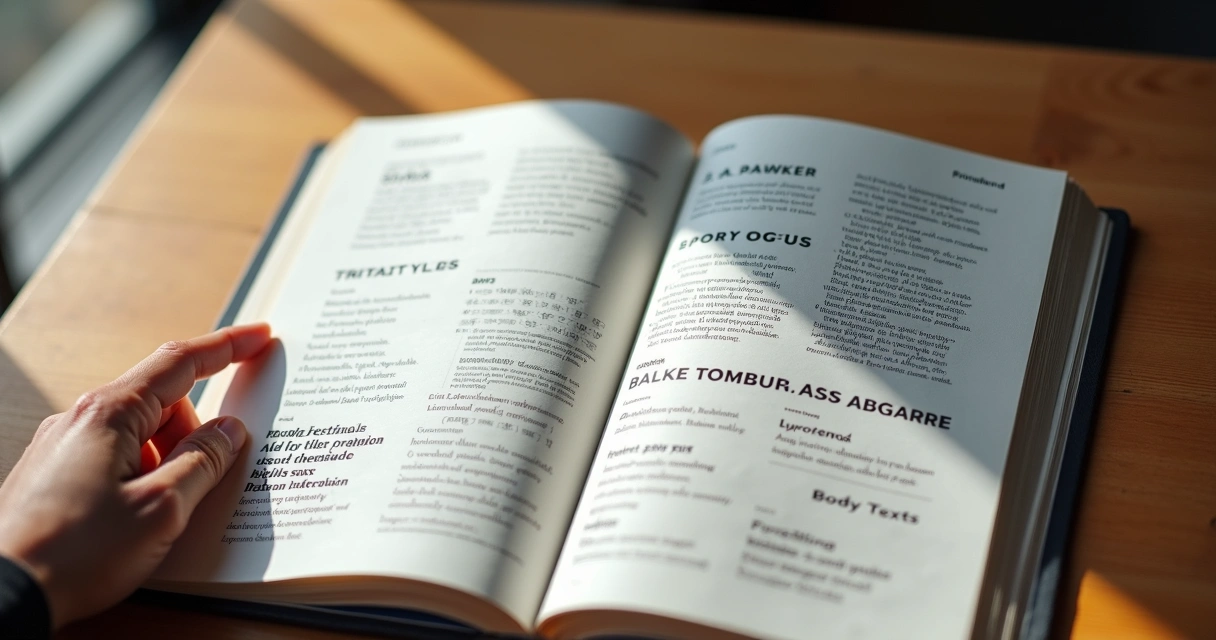 Páginas de manual apresentando amostras de fontes com textos explicativos 