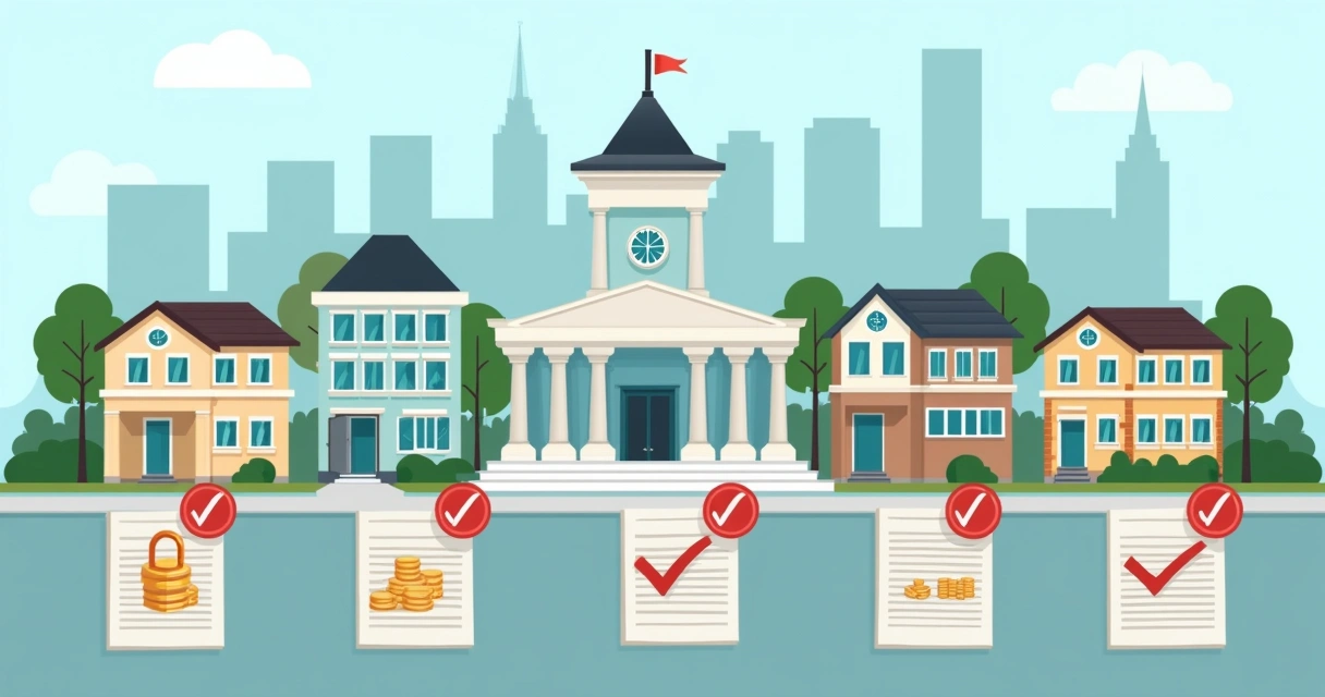 Diferentes tipos de imóveis recebendo aprovação de documentos em uma prefeitura
