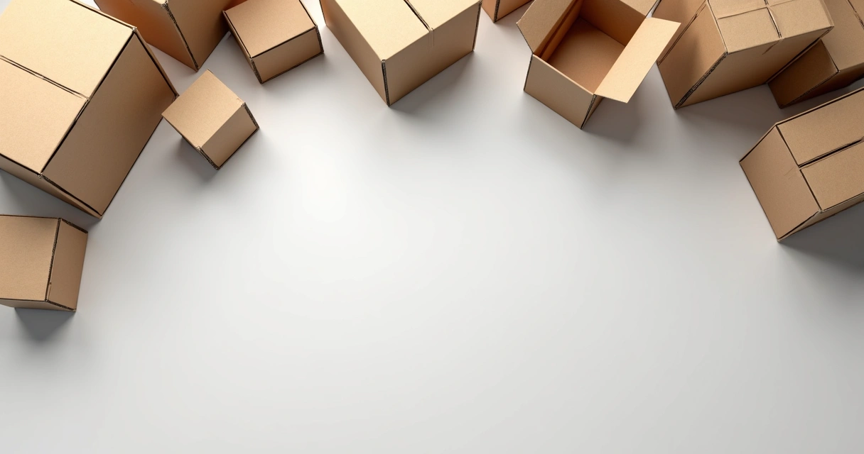 Vários modelos de caixas de papelão sobre mesa branca 