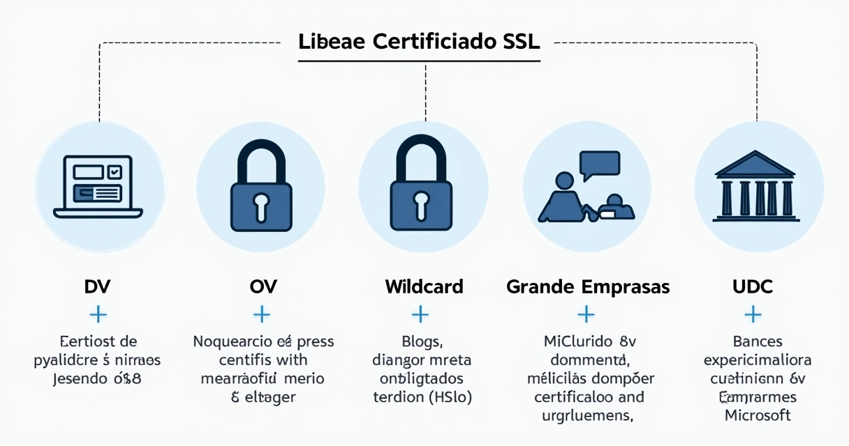 Resumo visual dos tipos de certificado SSL 