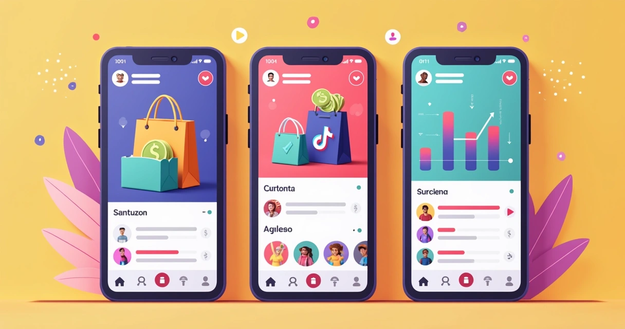 Diferentes tipos de contas TikTok lado a lado 