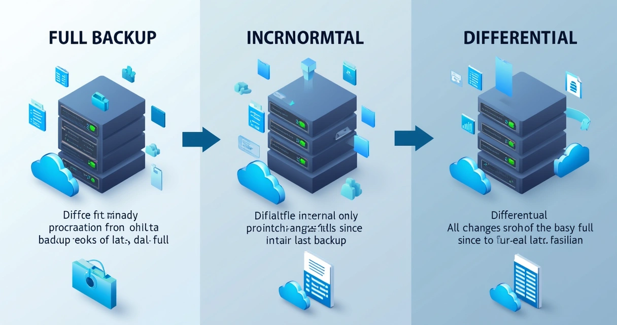 Quadro comparativo entre backup completo, incremental e diferencial 