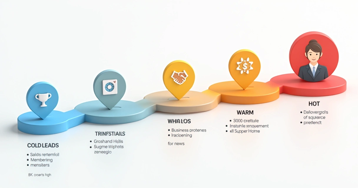Diagrama mostrando diferentes tipos de leads, de frio a quente 
