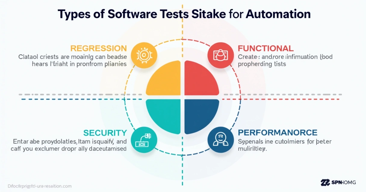 Gráfico colorido mostrando tipos de testes automatizáveis em software. 