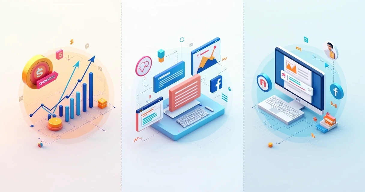 Ilustração representando os tipos de tráfego em marketing digital 