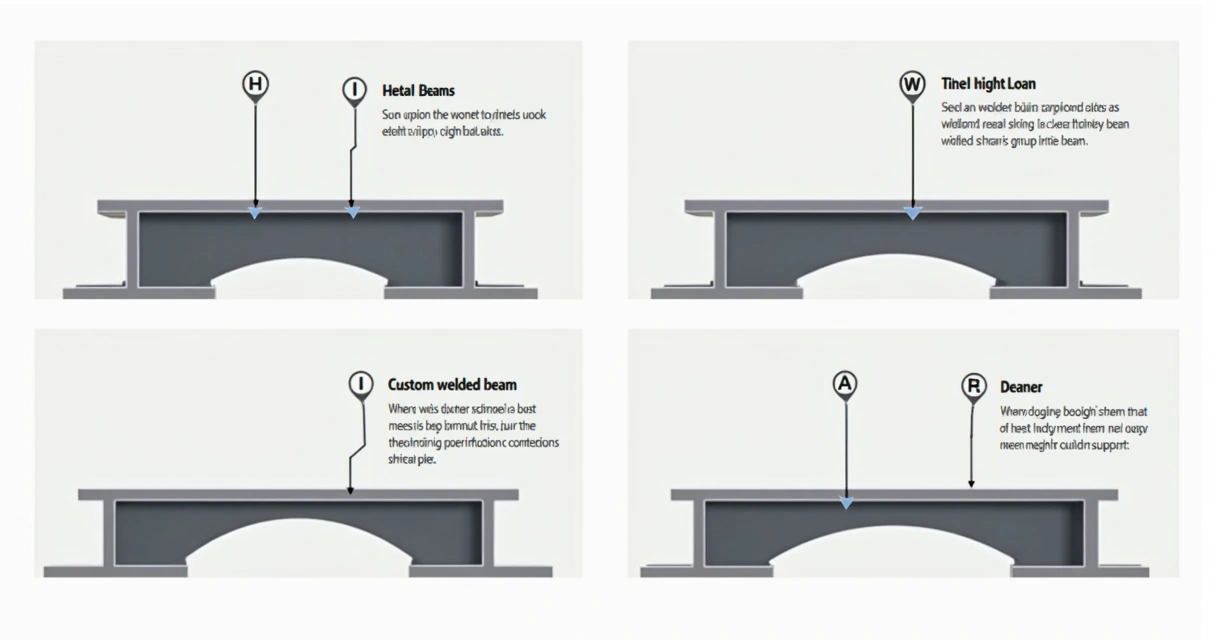 Representação gráfica dos perfis H, I, W e soldado de vigas de aço lado a lado, mostrando diferenças de formato e aplicação 