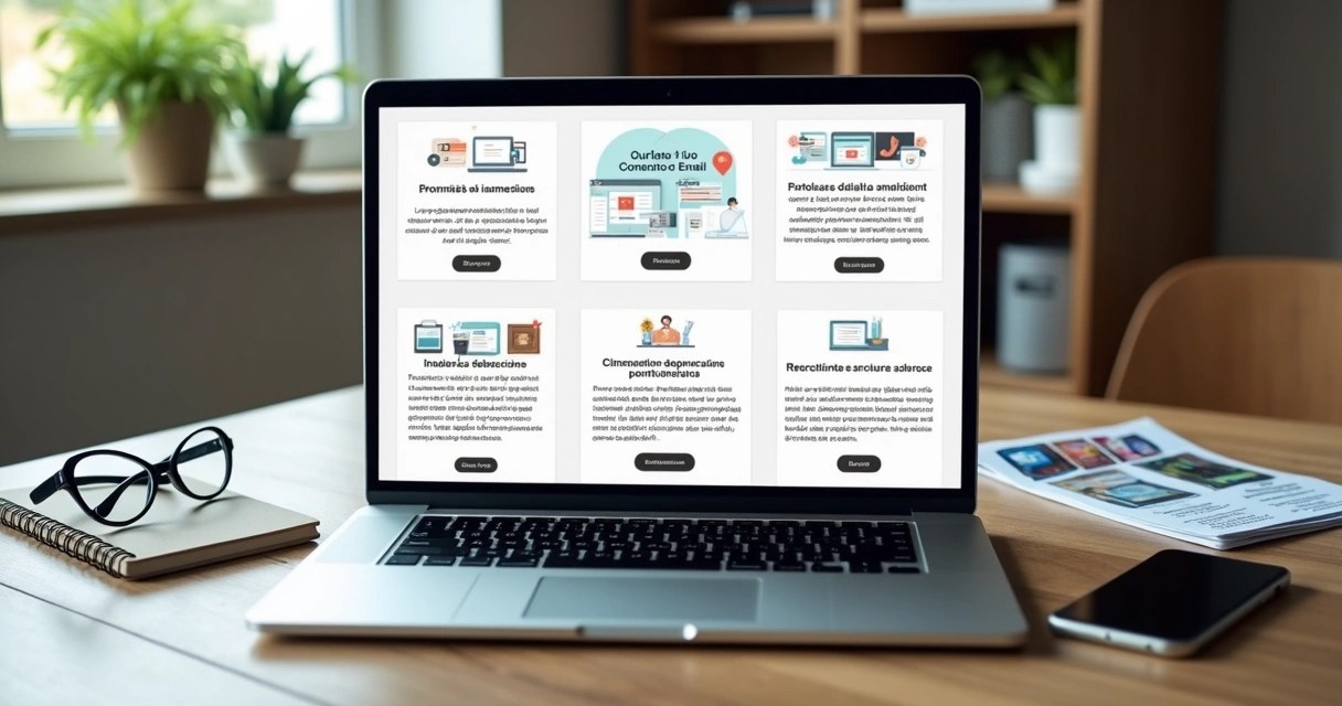 Tela com exemplos de e-mails de vendas para clientes