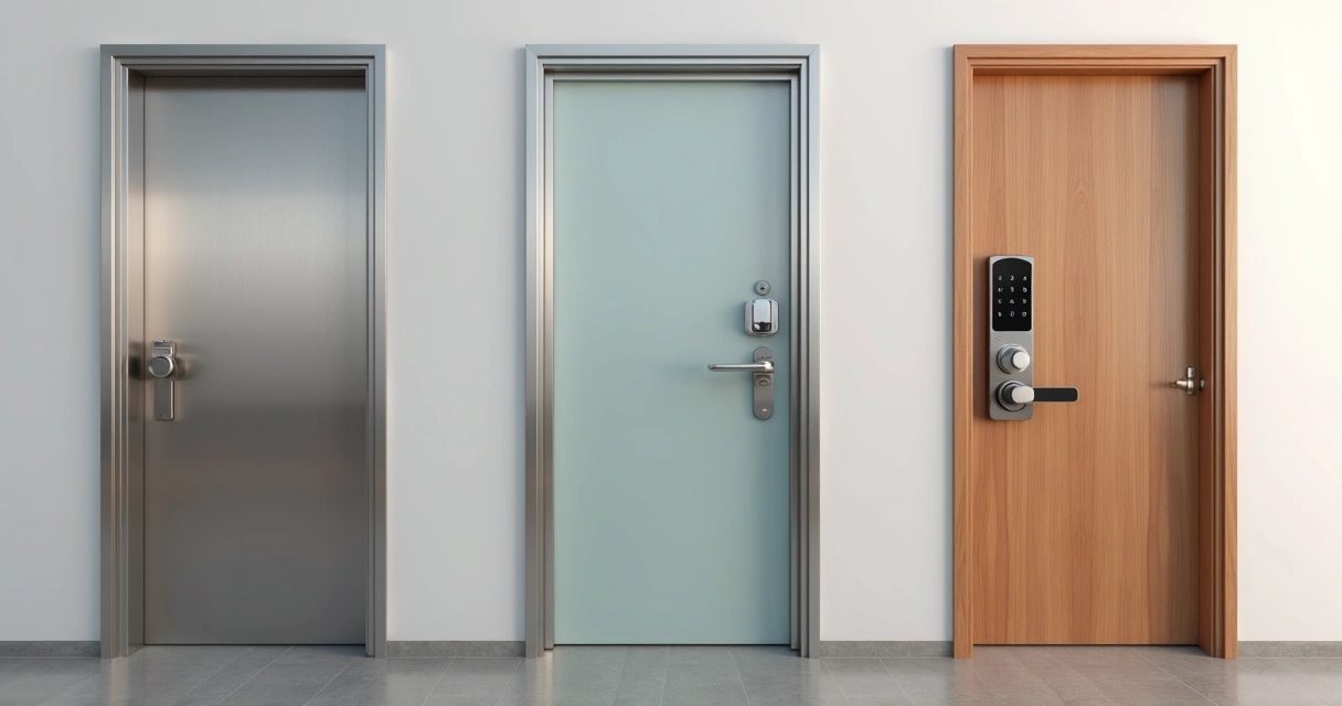 Modelos de fechaduras em portas de metal, vidro e madeira 