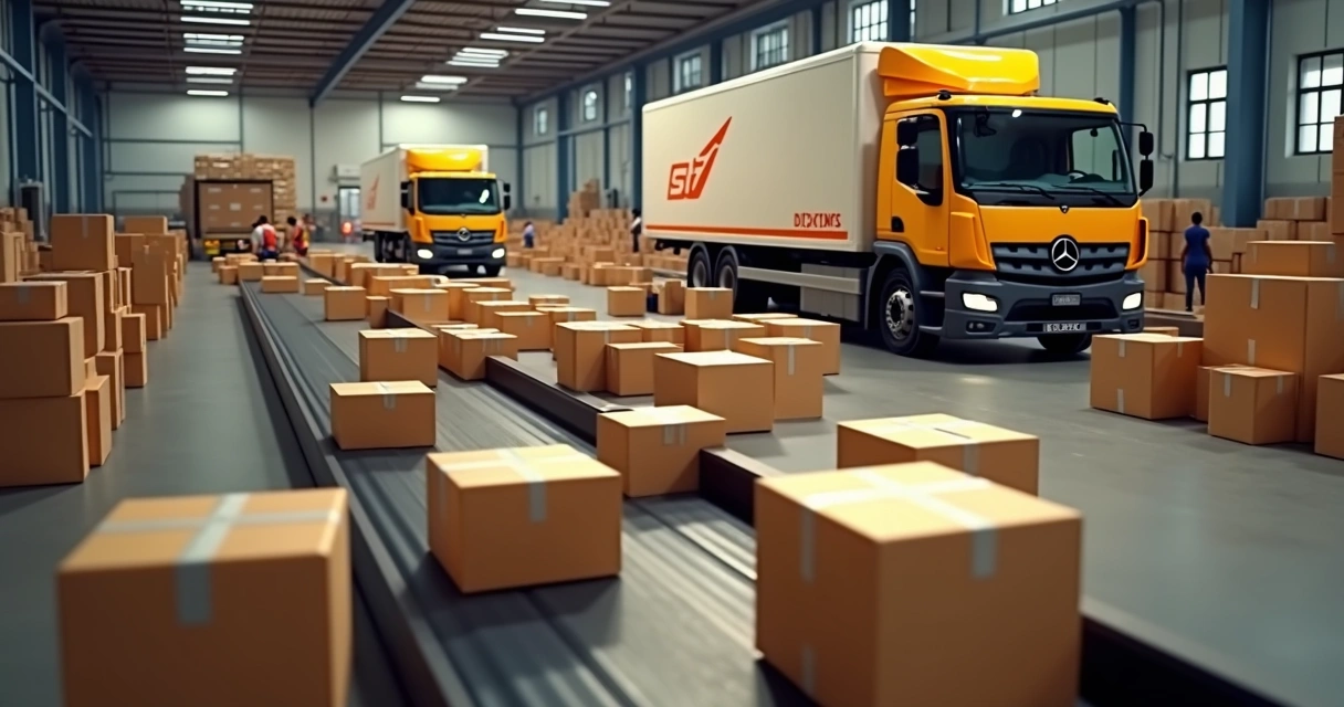 Diferentes tipos de frete para marketplaces em caixas e caminhões