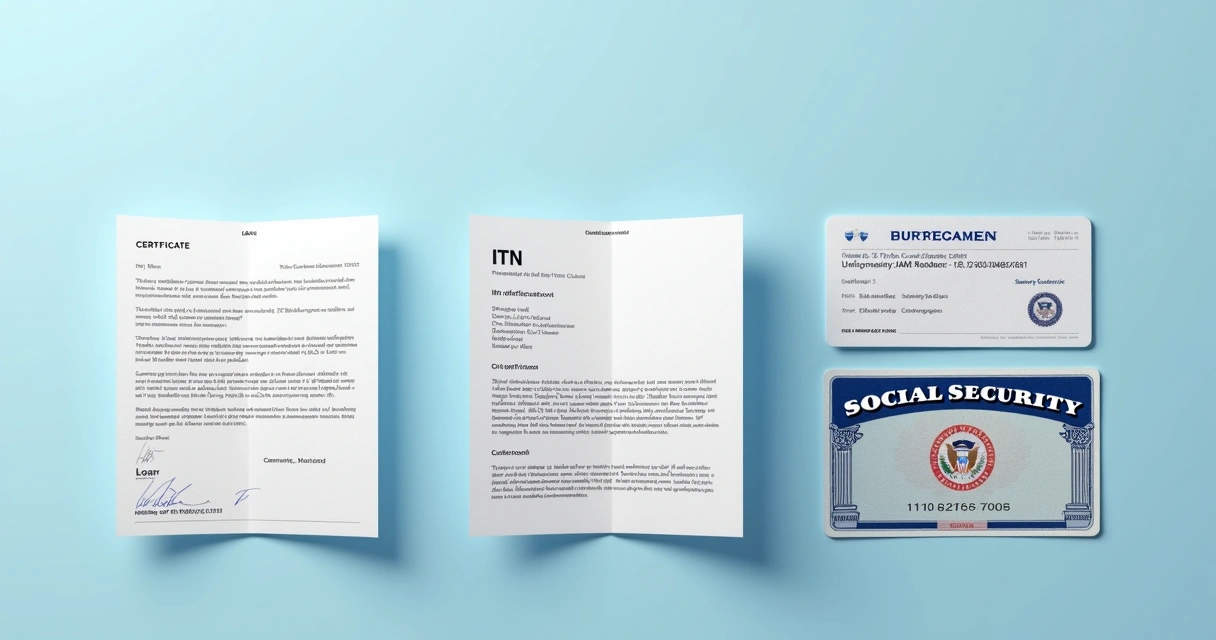 Comparação de identificações fiscais (EIN, ITIN, SSN) lado a lado 