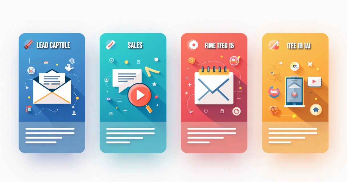 Diversos modelos de landing page sendo apresentados lado a lado 