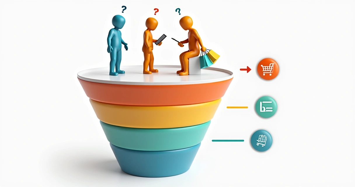 Três figuras representando etapas de maturidade de contatos em um funil 