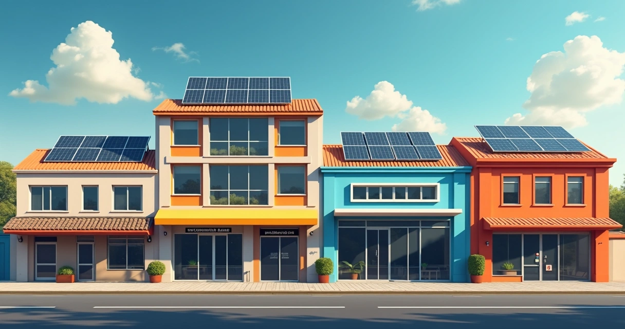 Diversos tipos de empresas com painéis solares em seus telhados 