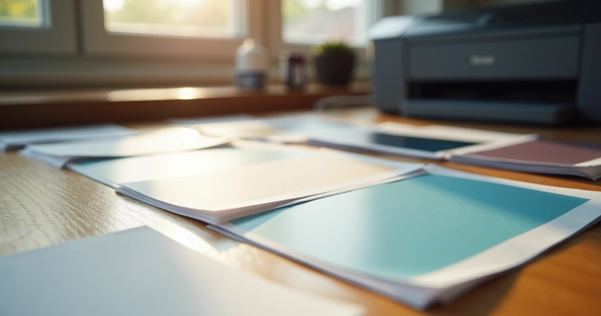 Diferentes tipos de papel fotográfico lado a lado 