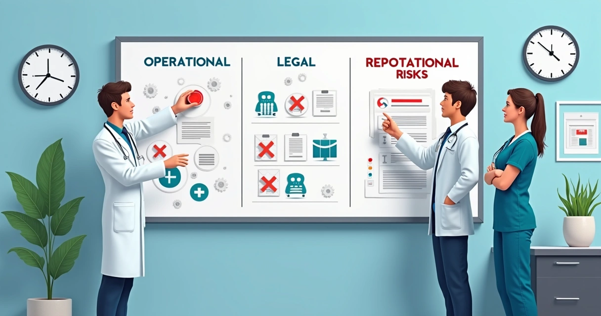 Quadro mostrando diferentes tipos de riscos em uma clínica de saúde 
