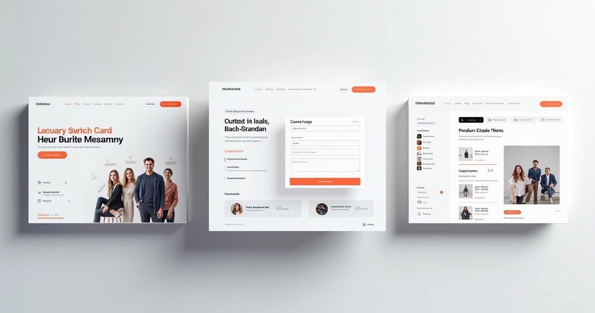 Comparação visual de site institucional, landing page e loja virtual 