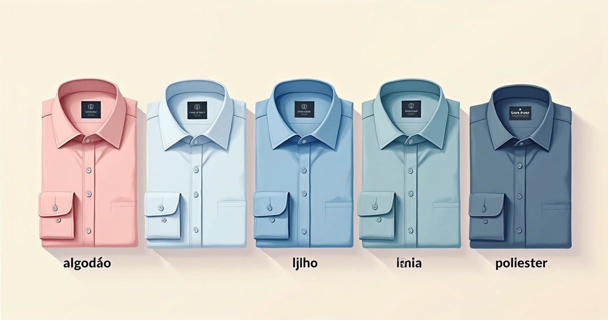 Principais tecidos para camisas lado a lado. 