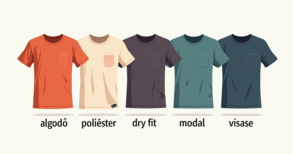 Vários tipos de tecidos de camisetas lado a lado 