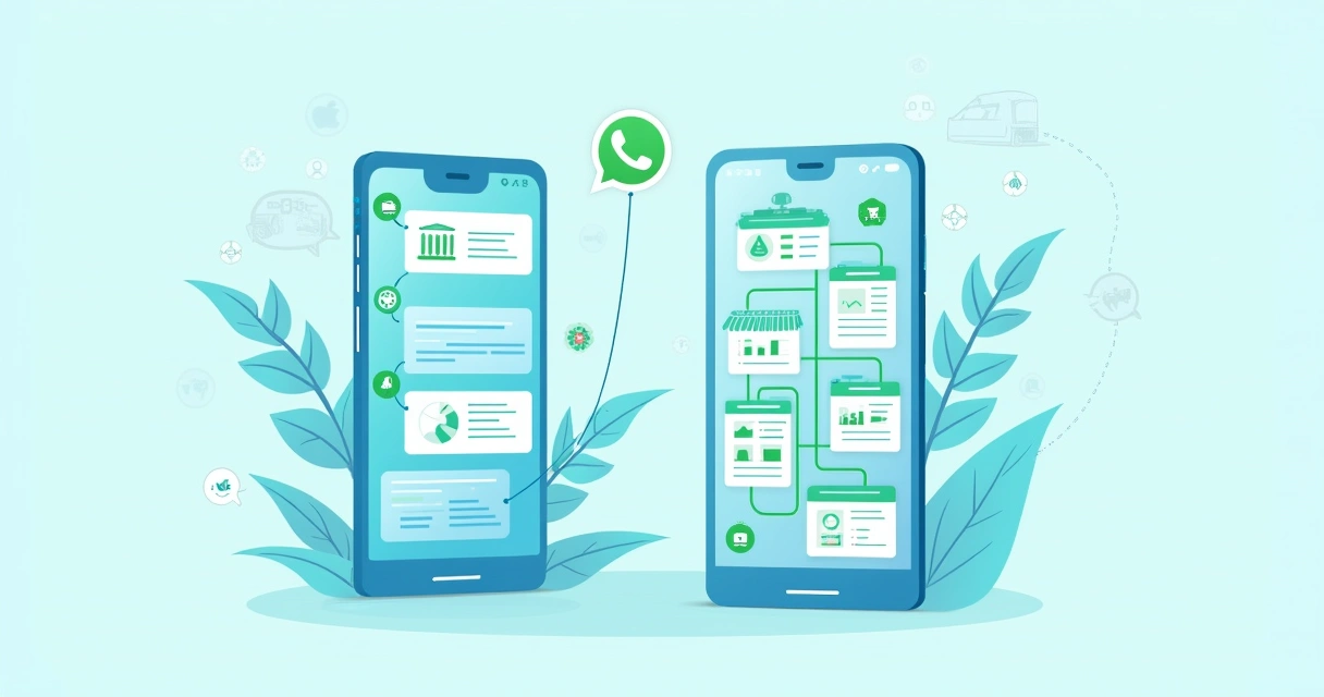Comparação entre WhatsApp Business e WhatsApp API, mostrando funcionalidades empresariais 