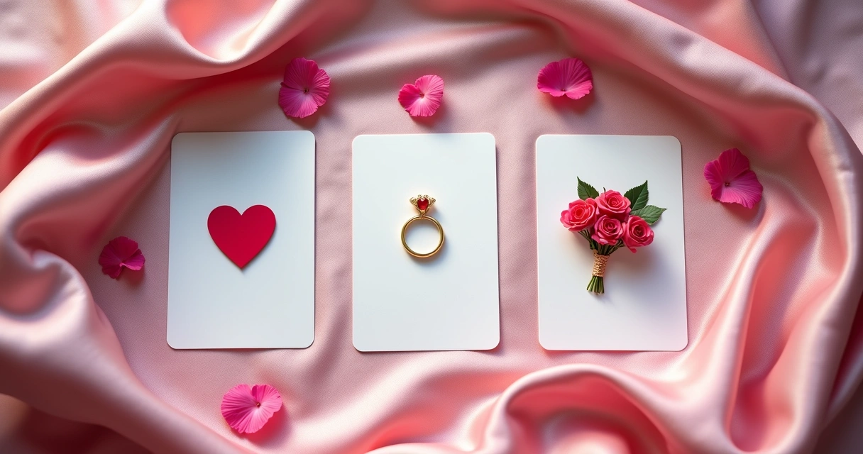 Cartas de baralho cigano representando uma tiragem de amor 