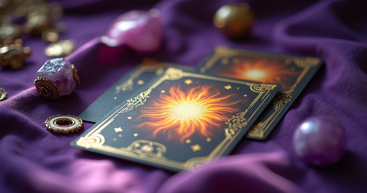 Cartas do Baralho Cigano com O Sol e cartas desafiadoras