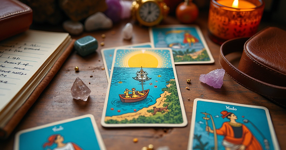 Tiragem de baralho cigano com foco em viagem e cartas coloridas