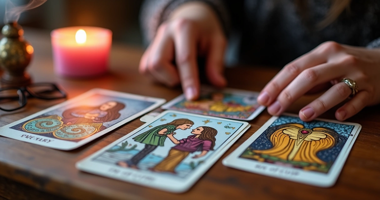 Cartas de tarot sobre mesa de madeira 