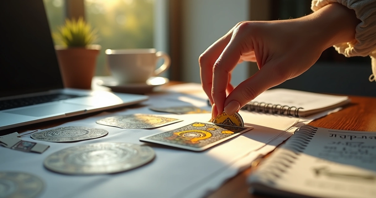 Cartas de tarot dispostas em uma mesa 