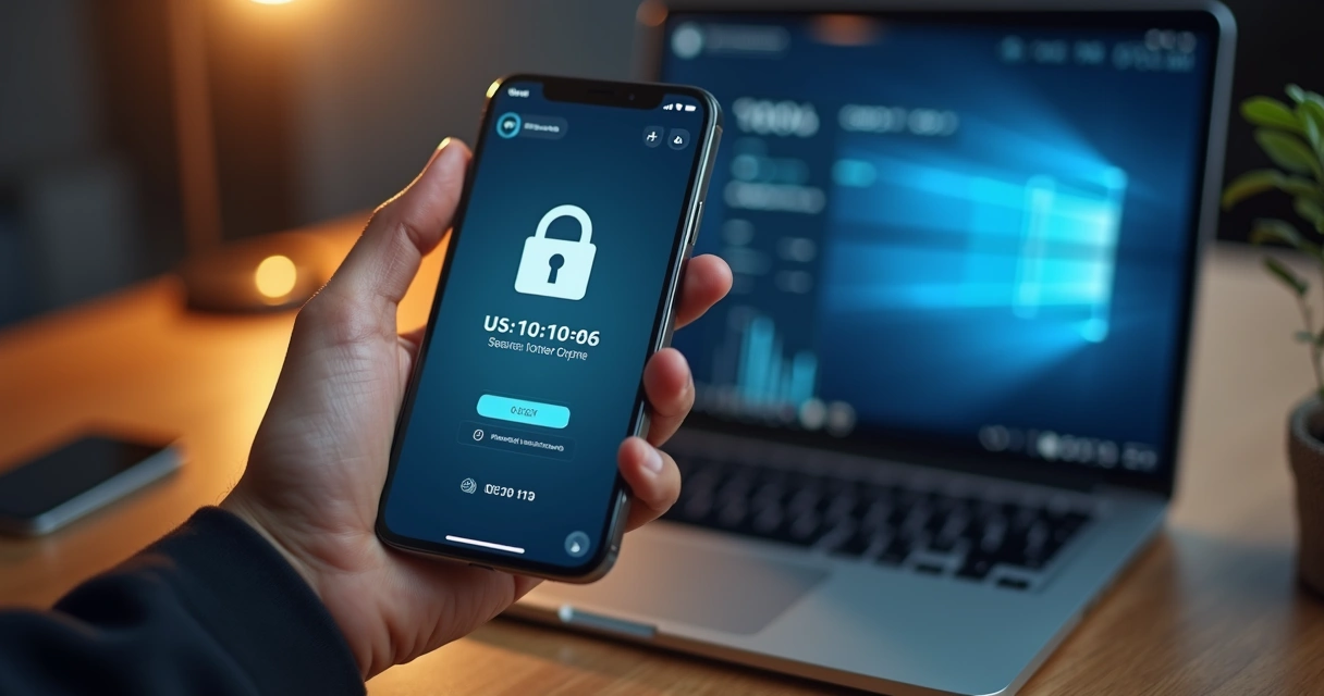 Pessoa usando aplicativo de banco com token de segurança no celular 