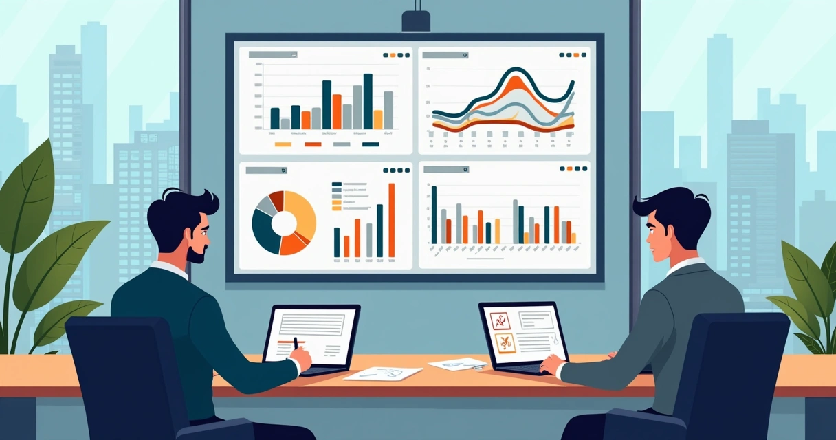 Equipe financeira analisando dados para tomar decisão de crédito 