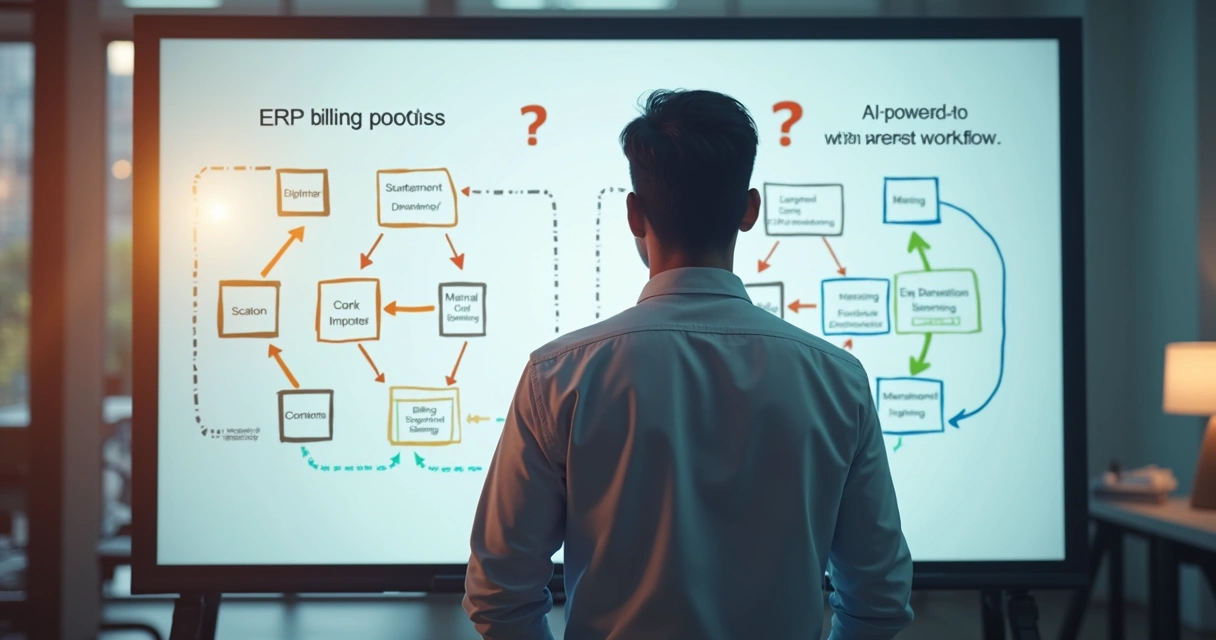 Profissional financeiro avaliando opções de automação de cobrança 