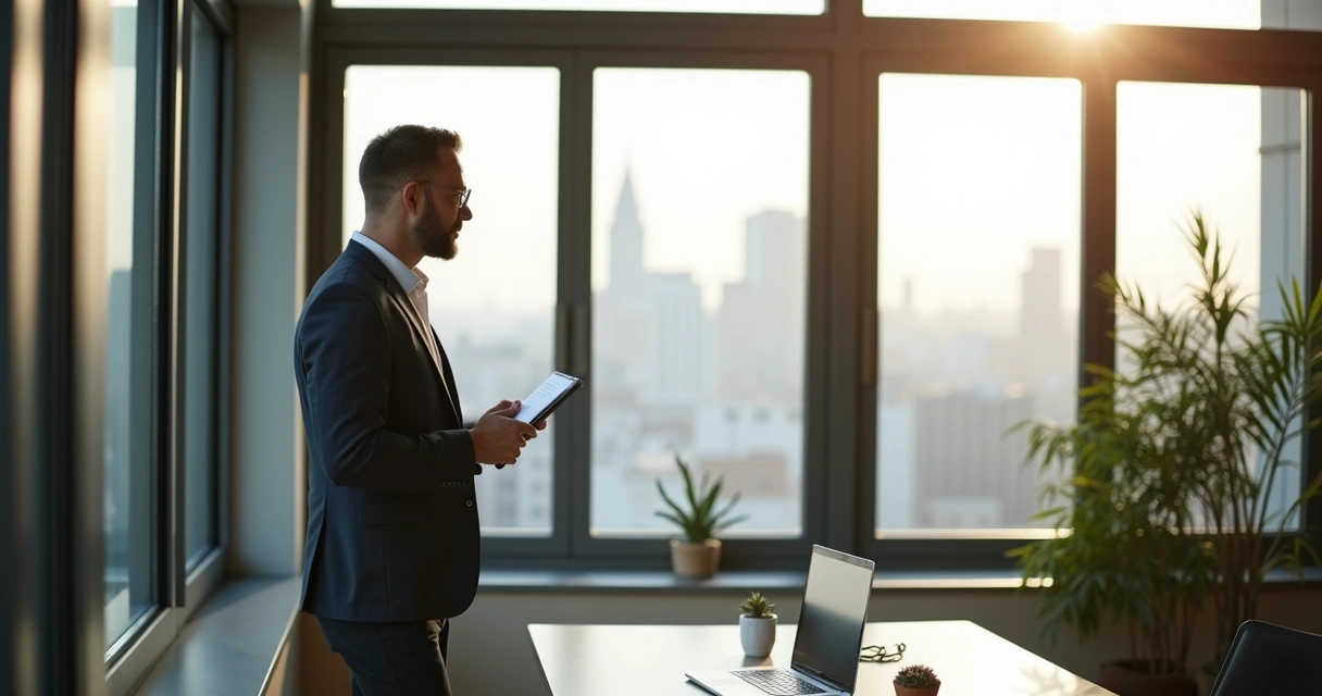 Líder em posição de reflexão antes de decidir 