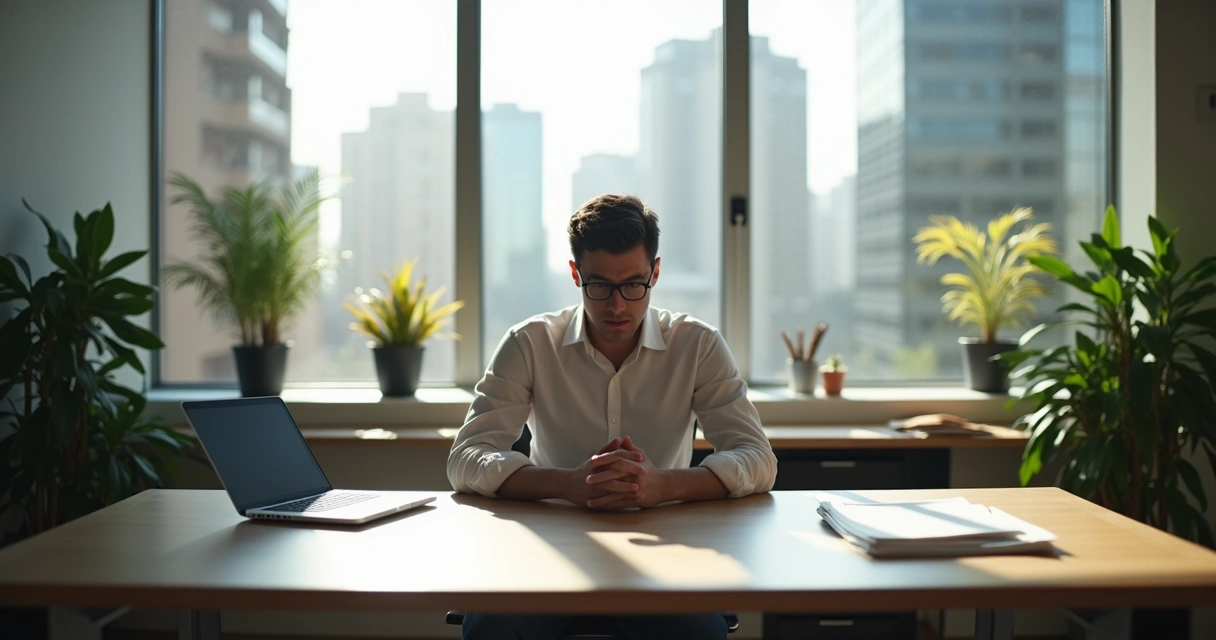 Líder refletindo sozinho antes de tomar decisão