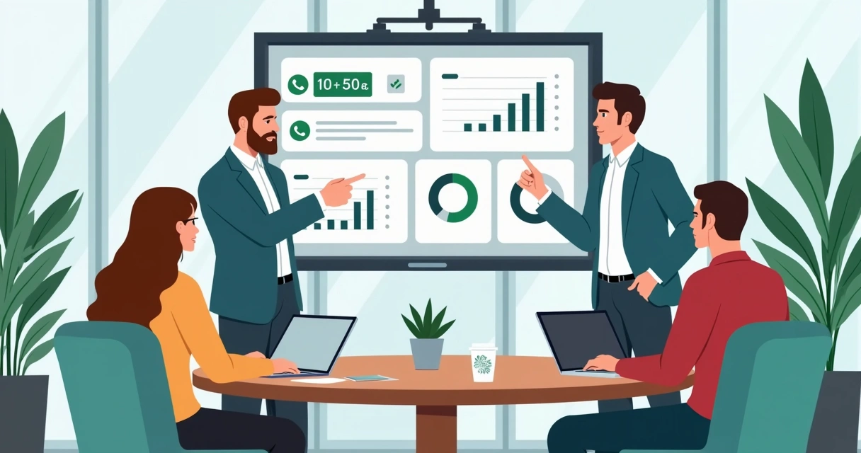 Equipe analisando dados de chatbot para tomada de decisão 