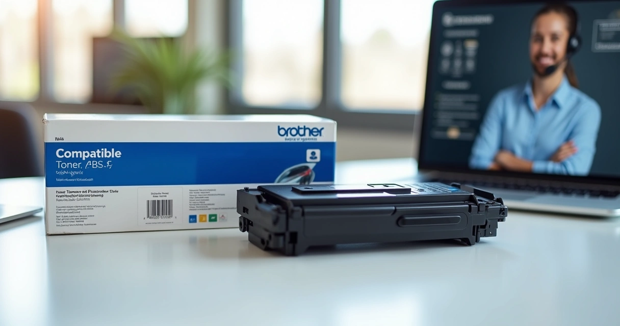 Toner e fotocondutor compatível Brother em caixa com suporte ao cliente 
