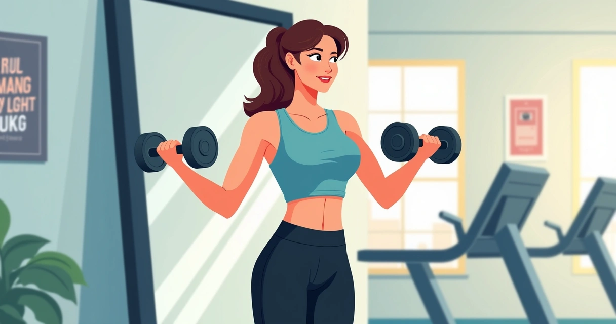 Mulher vestindo top liso fazendo exercício com halteres