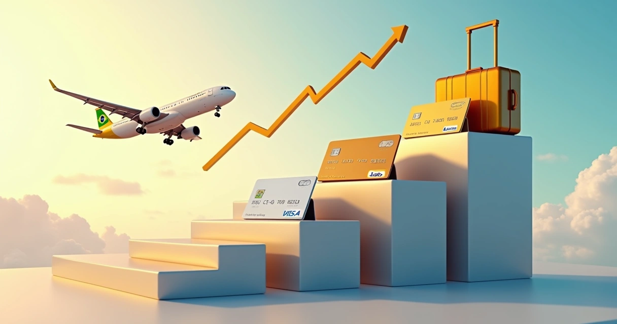 Ranking de cartões de crédito em escada dourada 