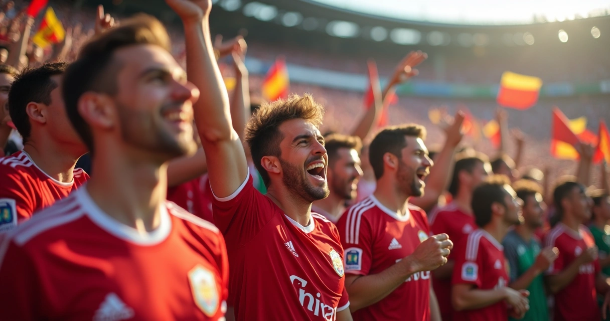Torcedores com bandeiras e camisas do clube no estádio, demonstrando paixão 