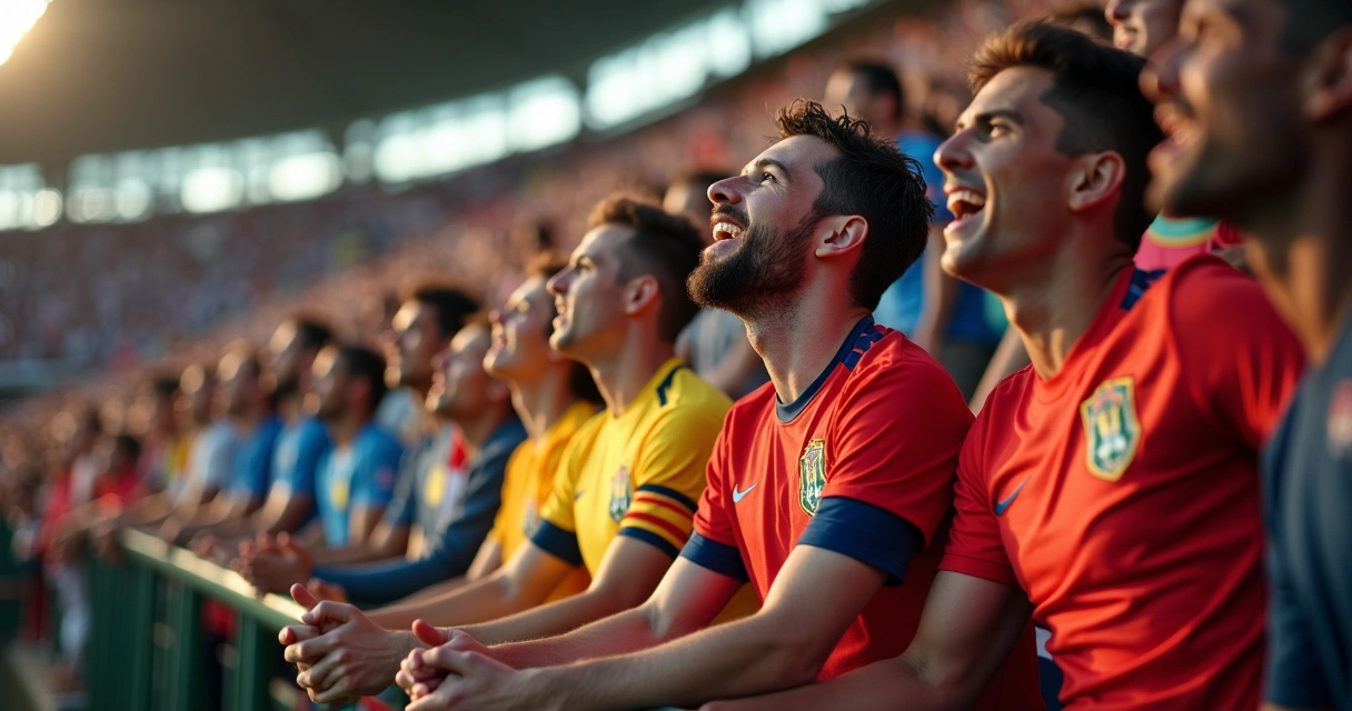 Torcedores usando camisas da Copa do Mundo de 2026 nas arquibancadas 
