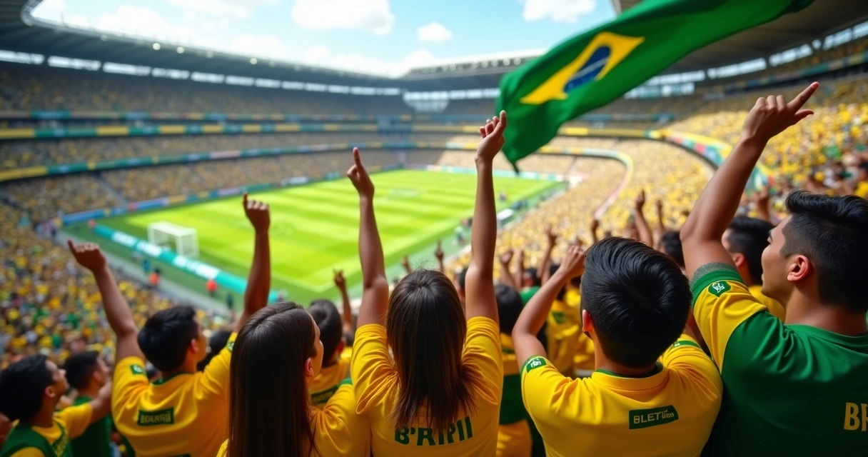 Torcida reunida em estádio de futebol durante grande final 