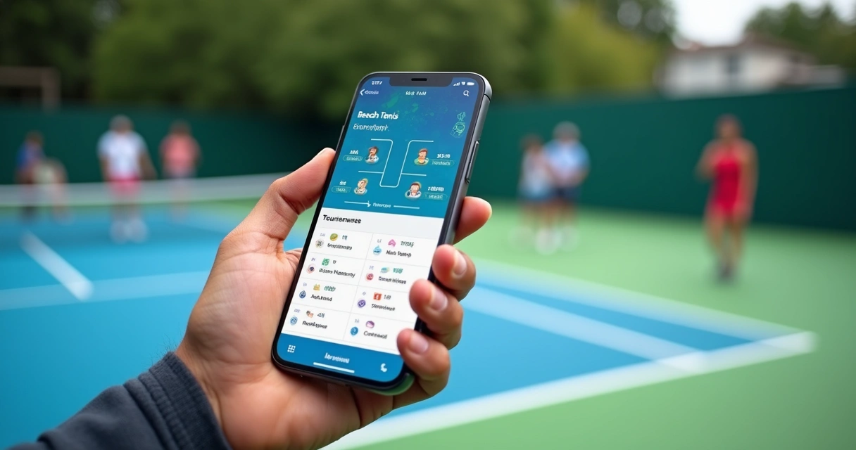 Tela de acompanhamento de torneio com jogos e tabelas digitais 