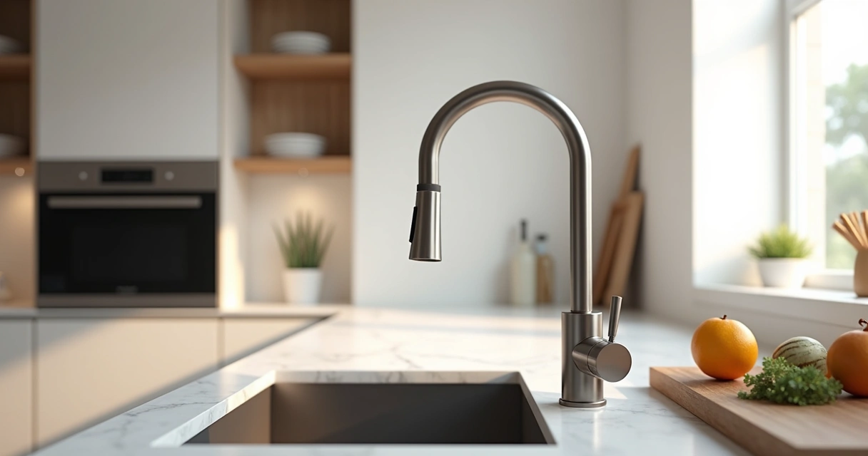 Torneira Deca para cozinha sobre bancada, design moderno 